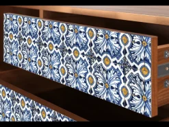 Móvel De Tv* Mueble de TV - 170х59х48 cm - T4 - Lovely Cornflowers, Nogueira Castanho