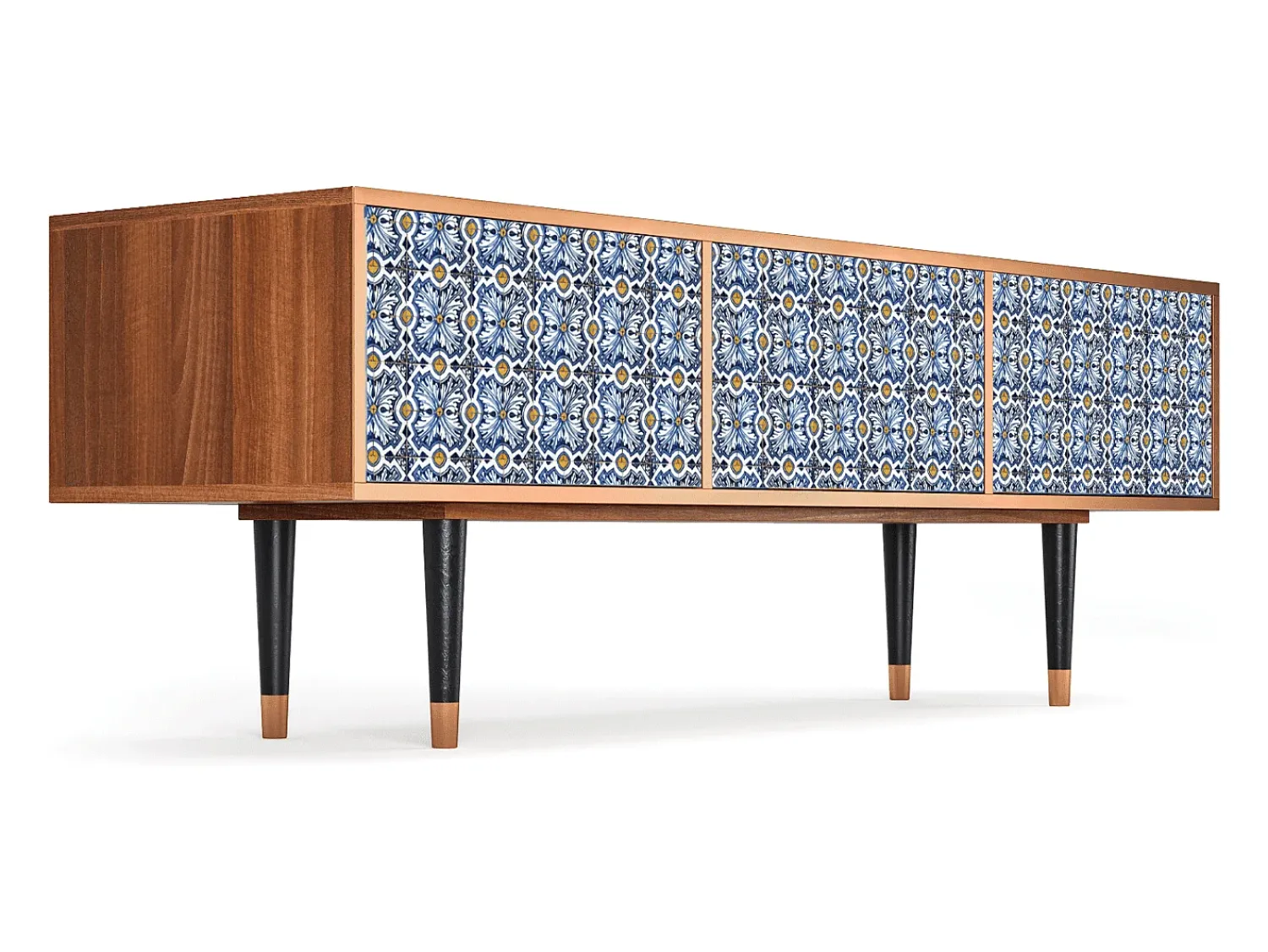 Móvel De Tv* Mueble de TV - 170х59х48 cm - T4 - Lovely Cornflowers, Nogueira Castanho