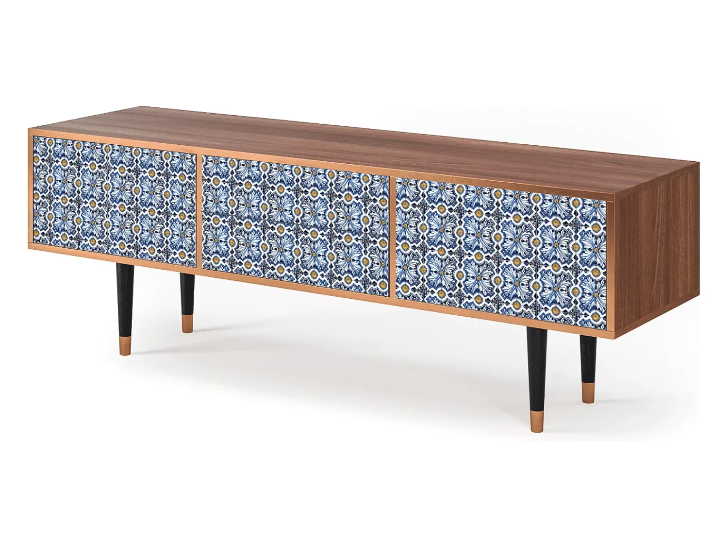 Móvel De Tv* Mueble de TV - 170х59х48 cm - T4 - Lovely Cornflowers, Nogueira Castanho