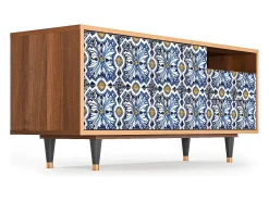 Móvel De Tv| Mueble de TV - 125х56х41 cm - T7 - Lovely Cornflowers, Nogueira Castanho