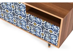 Móvel De Tv| Mueble de TV - 125х56х41 cm - T7 - Lovely Cornflowers, Nogueira Castanho