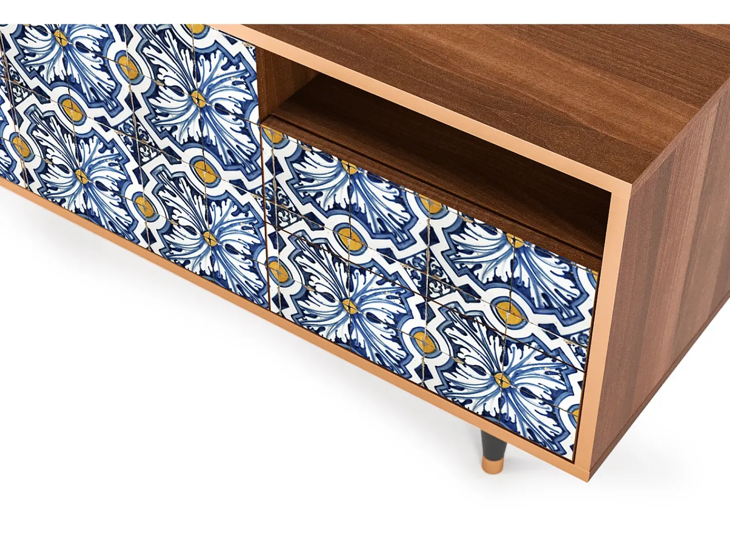 Móvel De Tv| Mueble de TV - 125х56х41 cm - T7 - Lovely Cornflowers, Nogueira Castanho