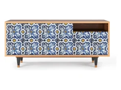 Móvel De Tv| Mueble de TV - 125х56х41 cm - T7 - Lovely Cornflowers, Nogueira Castanho