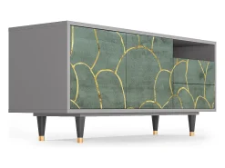 Móvel De Tv* Mueble de TV - 125х56х41 cm - T7 - Magnificent Water Lily, Cinza Cinzento