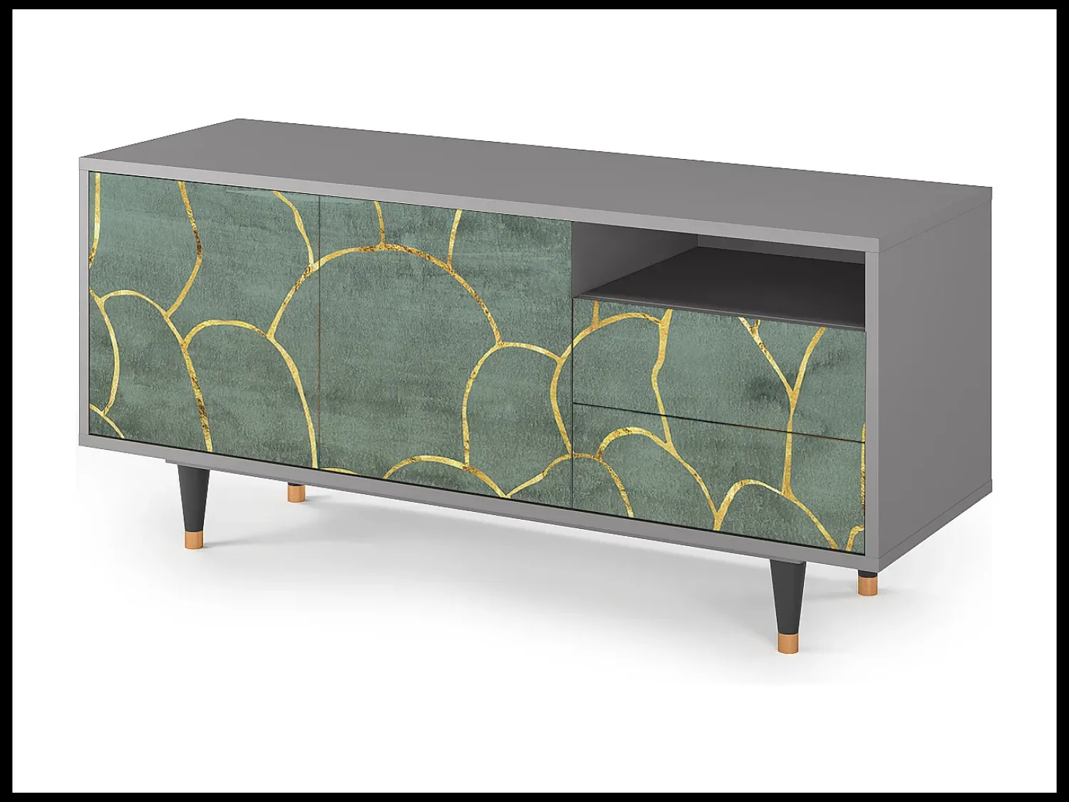 Móvel De Tv* Mueble de TV - 125х56х41 cm - T7 - Magnificent Water Lily, Cinza Cinzento