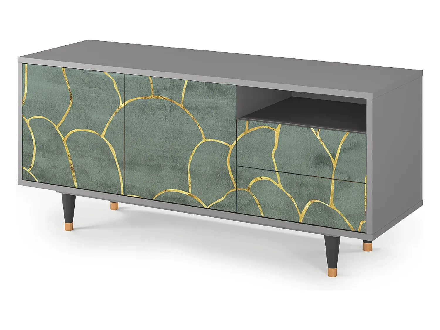 Móvel De Tv* Mueble de TV - 125х56х41 cm - T7 - Magnificent Water Lily, Cinza Cinzento