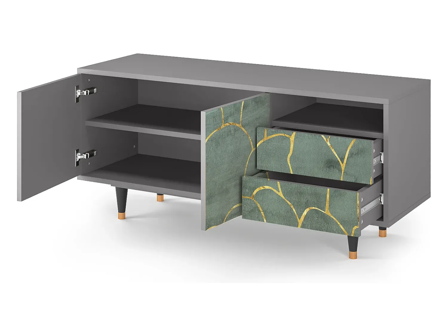Móvel De Tv* Mueble de TV - 125х56х41 cm - T7 - Magnificent Water Lily, Cinza Cinzento