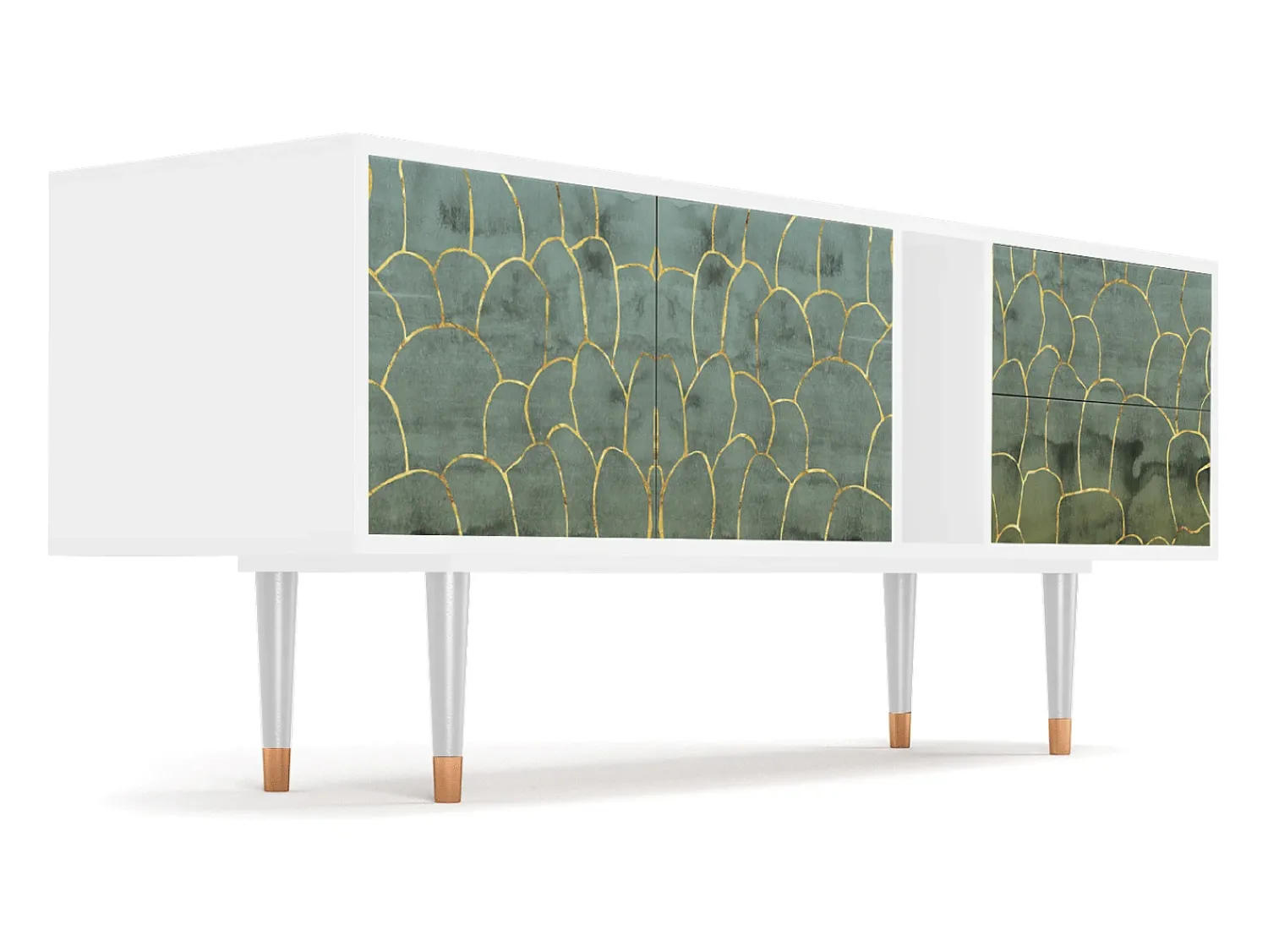 Móvel De Tv* Mueble de TV - 170х69х48 cm - T1 - Magnificent Water Lily, Branco Bege
