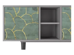 Móvel De Tv* Mueble de TV - 150х69х41 cm - T5 - Magnificent Water Lily, Cinza Cinzento