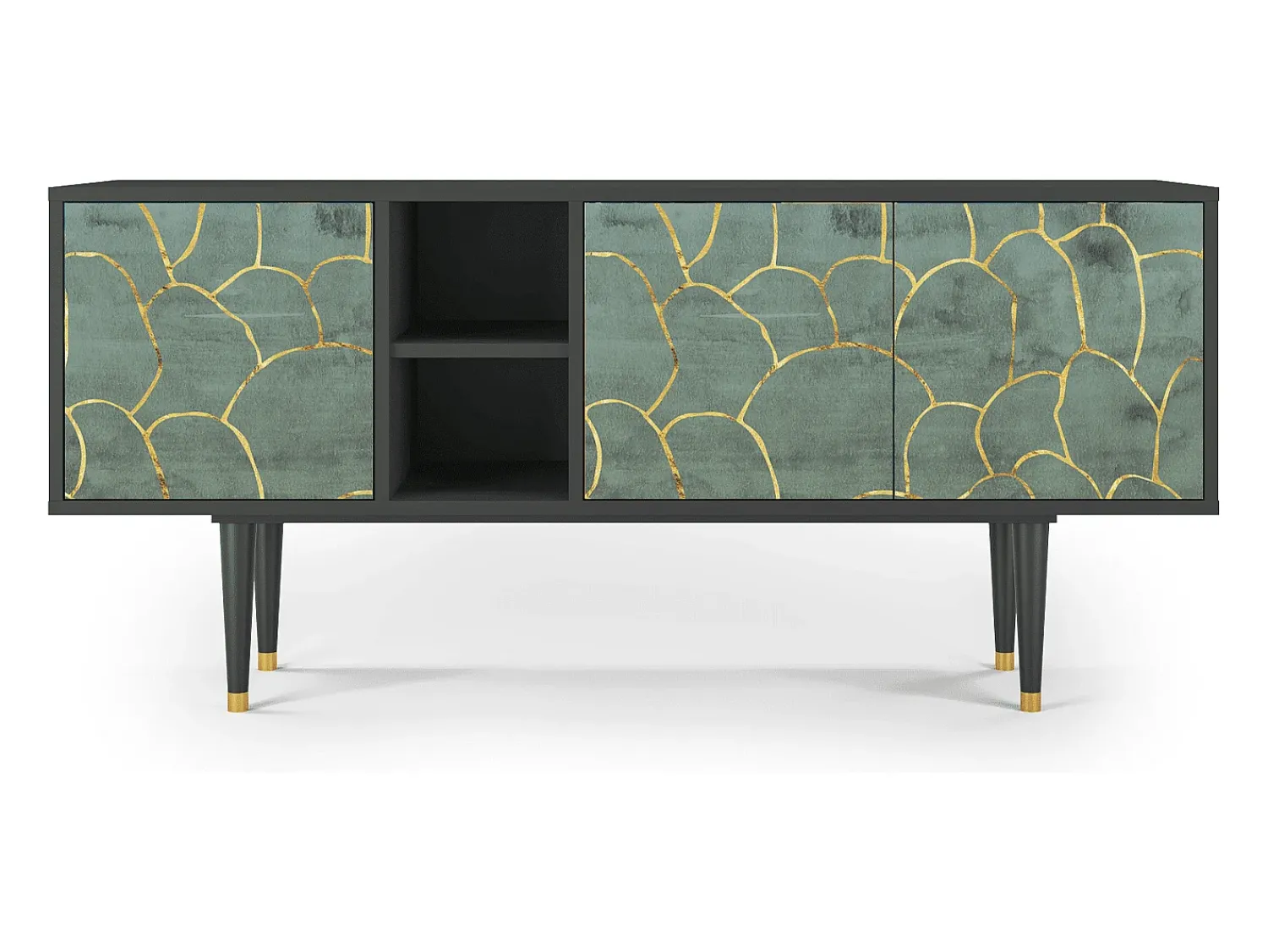Móvel De Tv* Mueble de TV - 150х69х41 cm - T5 - Magnificent Water Lily, Antracite Cinza antracite