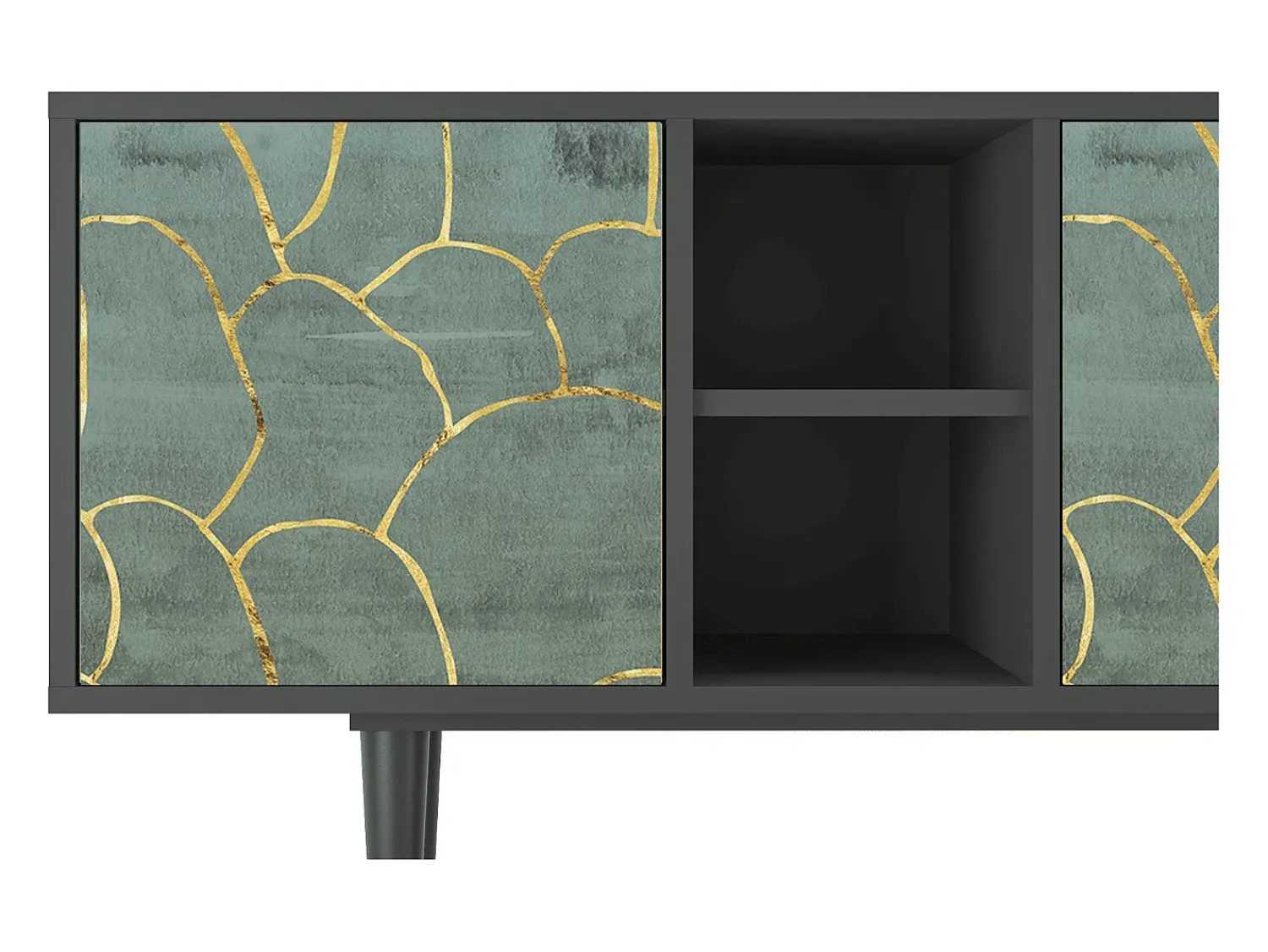 Móvel De Tv* Mueble de TV - 150х69х41 cm - T5 - Magnificent Water Lily, Antracite Cinza antracite
