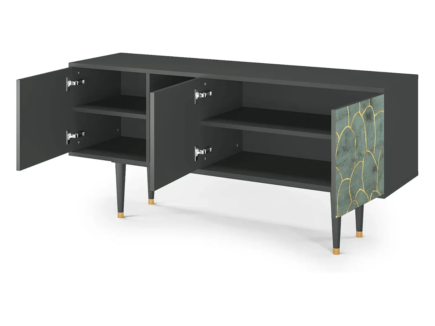 Móvel De Tv* Mueble de TV - 150х69х41 cm - T5 - Magnificent Water Lily, Antracite Cinza antracite