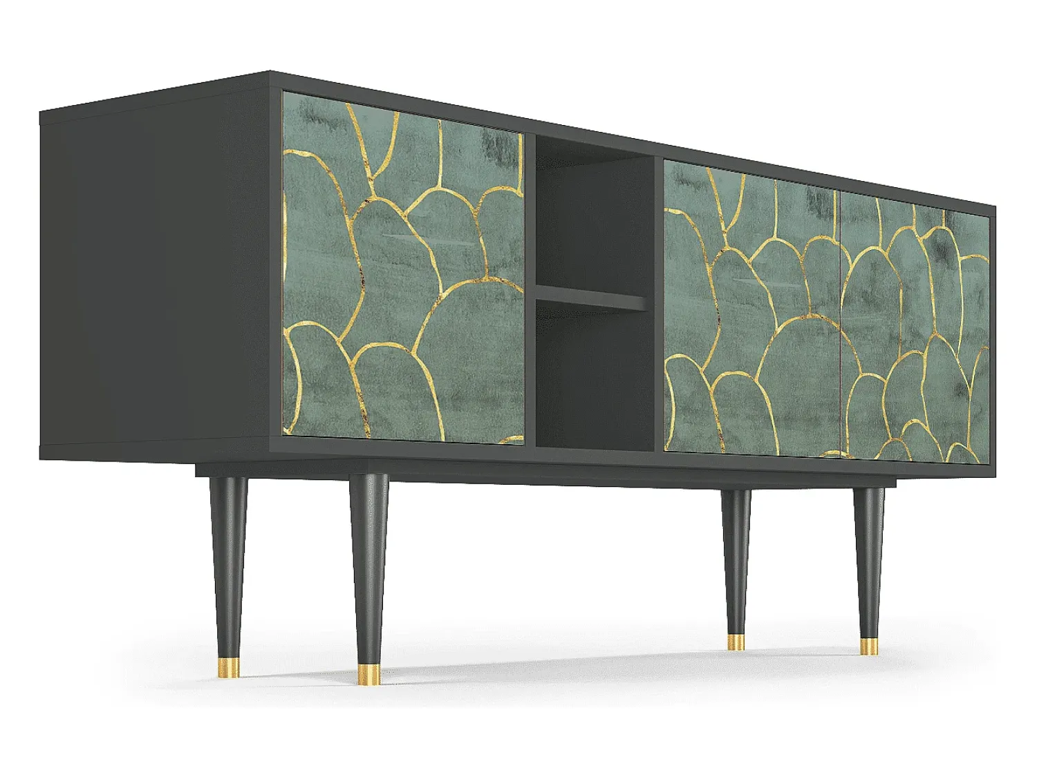 Móvel De Tv* Mueble de TV - 150х69х41 cm - T5 - Magnificent Water Lily, Antracite Cinza antracite