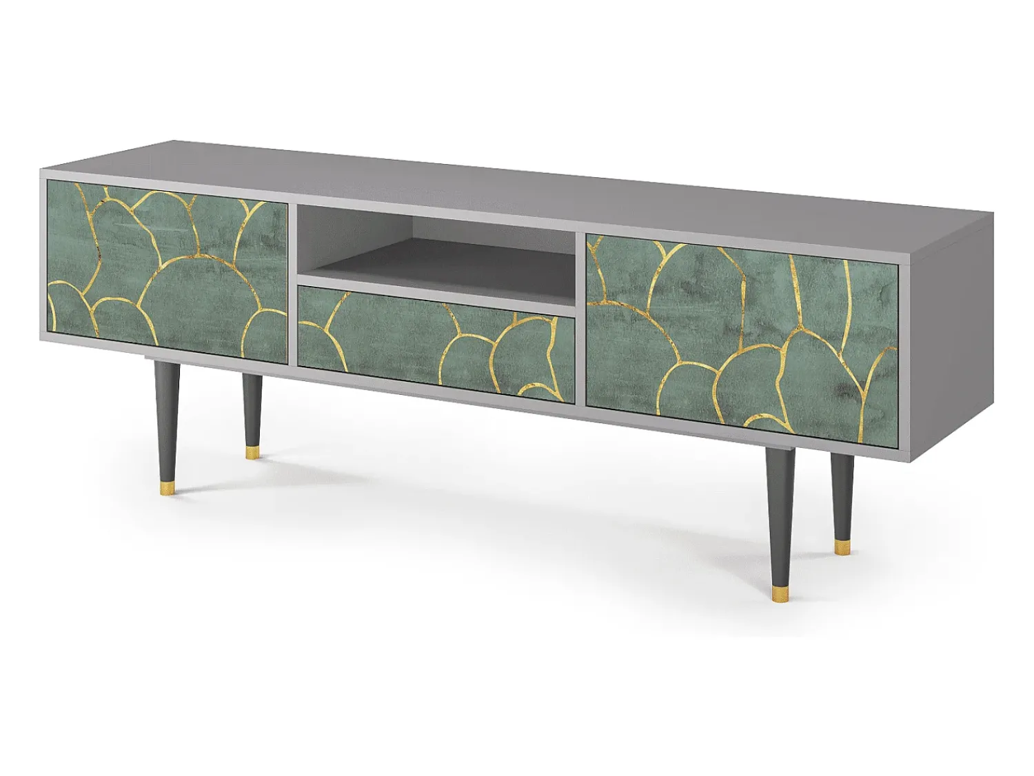 Móvel De Tv* Mueble de TV - 170х59х41 cm - T6 - Magnificent Water Lily, Cinza Cinzento