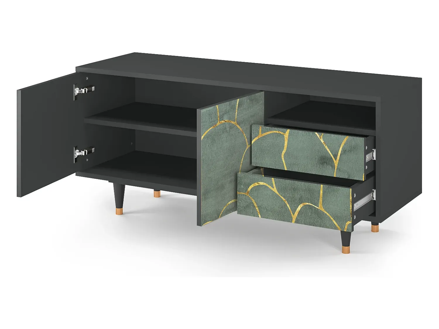 Móvel De Tv* Mueble de TV - 125х56х41 cm - T7 - Magnificent Water Lily, Antracite Cinza antracite