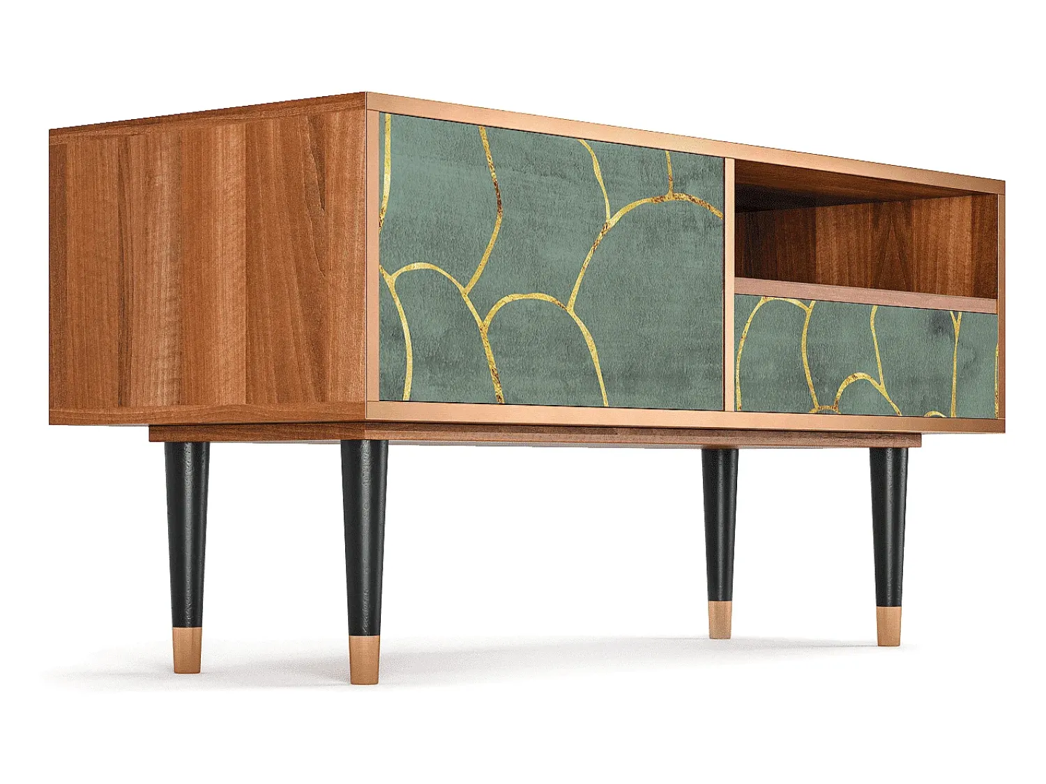 Mueble de TV - 115х59х48 cm - T3 - Magnificent Water Lily, Nogueira^ Móvel De Tv