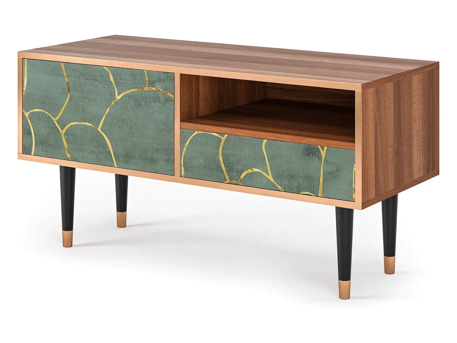 Mueble de TV - 115х59х48 cm - T3 - Magnificent Water Lily, Nogueira^ Móvel De Tv