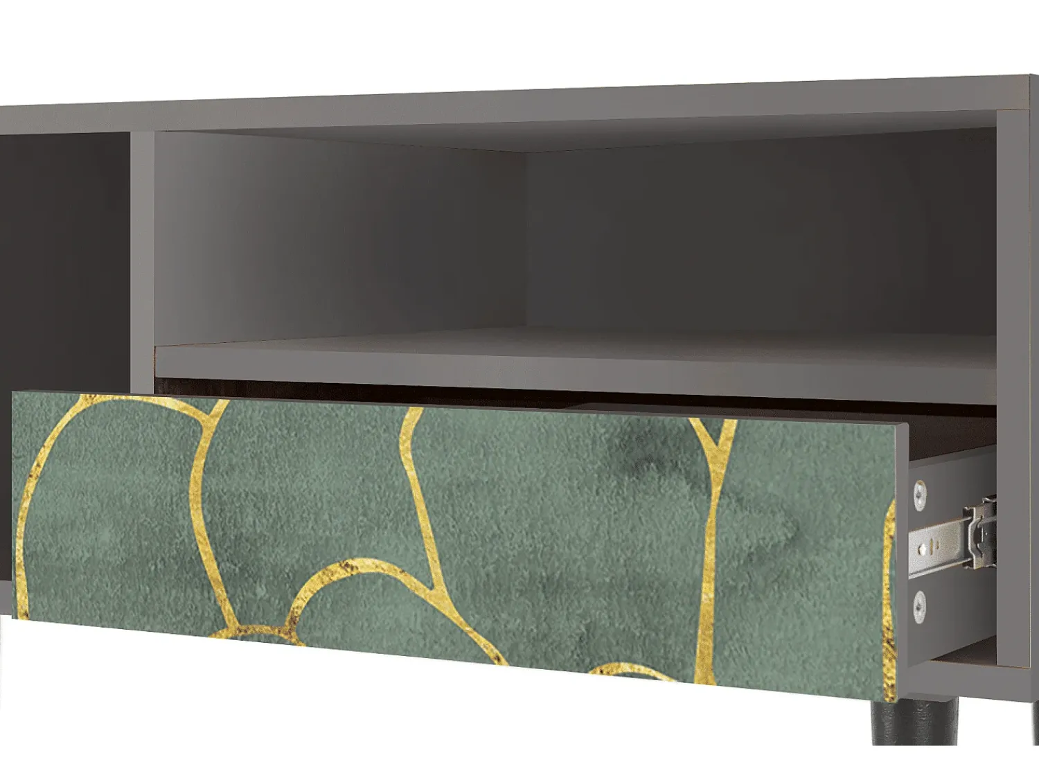Móvel De Tv| Mueble de TV - 115х59х48 cm - T3 - Magnificent Water Lily, Cinza Cinzento