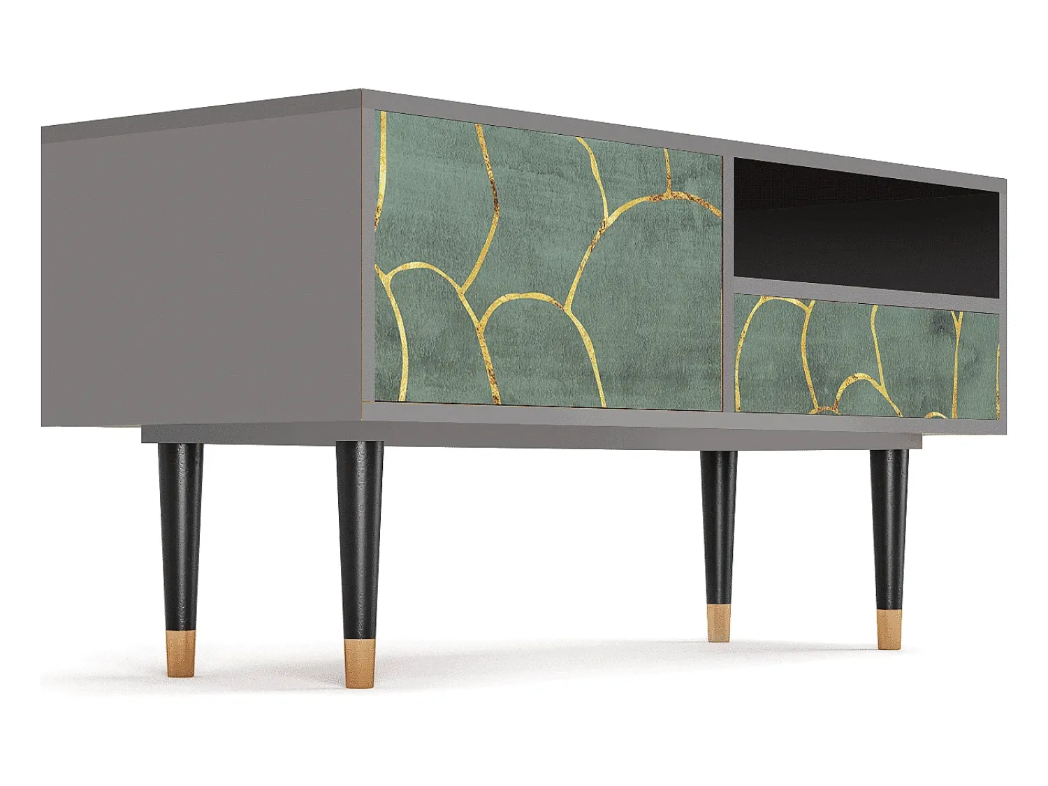 Móvel De Tv| Mueble de TV - 115х59х48 cm - T3 - Magnificent Water Lily, Cinza Cinzento