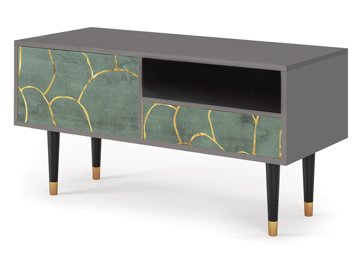 Móvel De Tv| Mueble de TV - 115х59х48 cm - T3 - Magnificent Water Lily, Cinza Cinzento