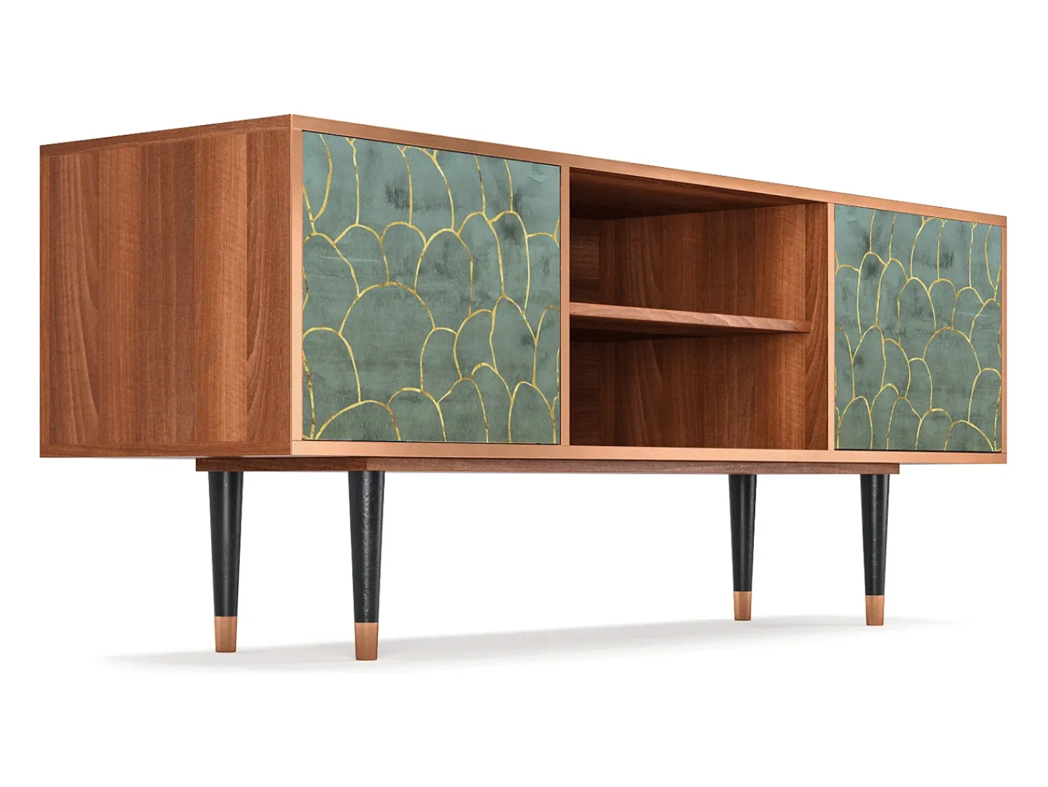 Móvel De Tv* Mueble de TV - 170х69х48 cm - T2 - Magnificent Water Lily, Nogueira Castanho