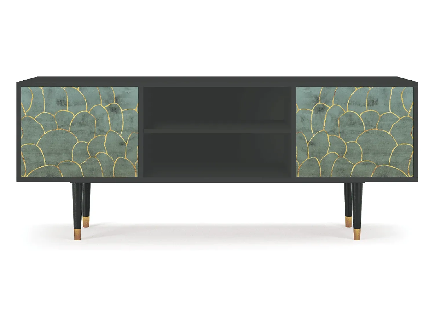 Móvel De Tv* Mueble de TV - 170х69х48 cm - T2 - Magnificent Water Lily, Antracite Cinza antracite