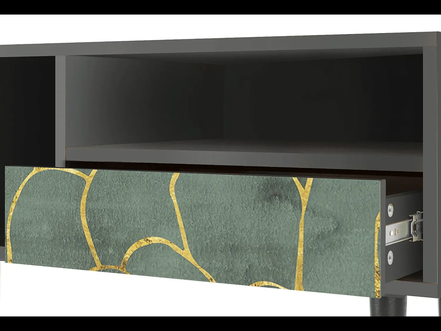 Móvel De Tv* Mueble de TV - 115х59х48 cm - T3 - Magnificent Water Lily, Antracite Cinza antracite