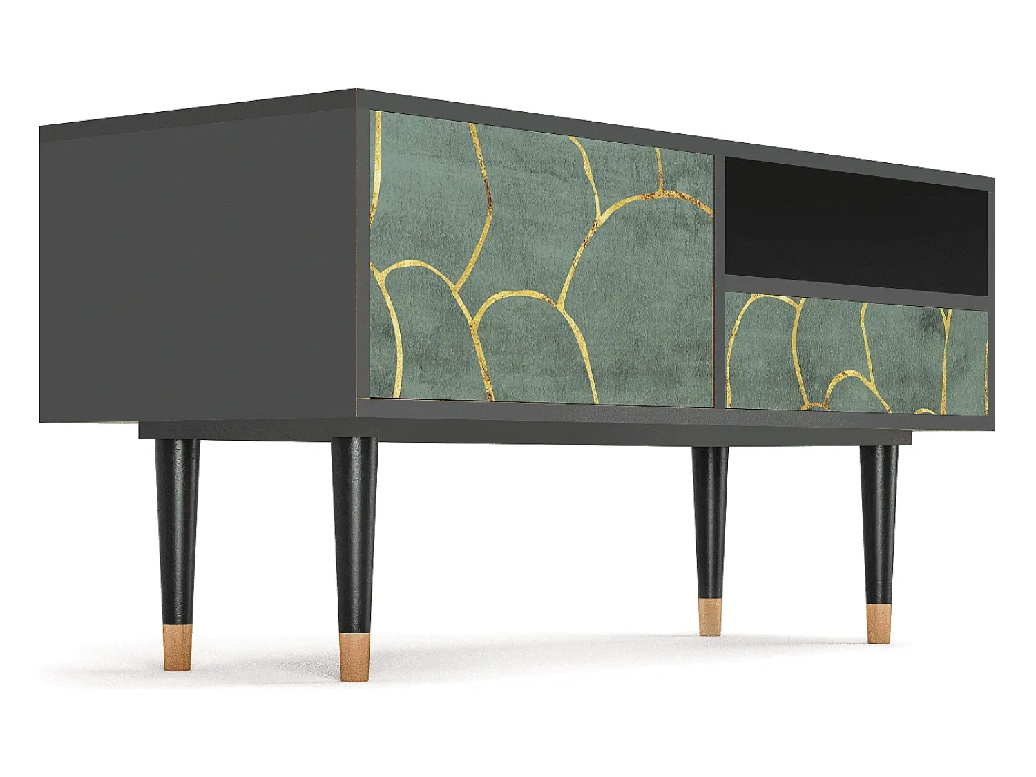 Móvel De Tv* Mueble de TV - 115х59х48 cm - T3 - Magnificent Water Lily, Antracite Cinza antracite