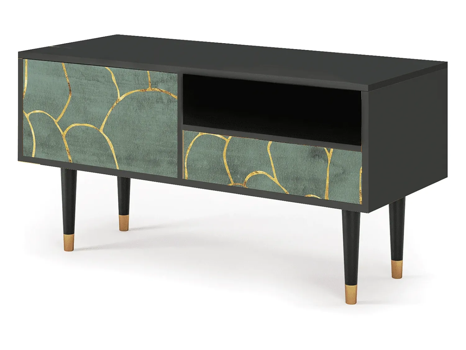 Móvel De Tv* Mueble de TV - 115х59х48 cm - T3 - Magnificent Water Lily, Antracite Cinza antracite