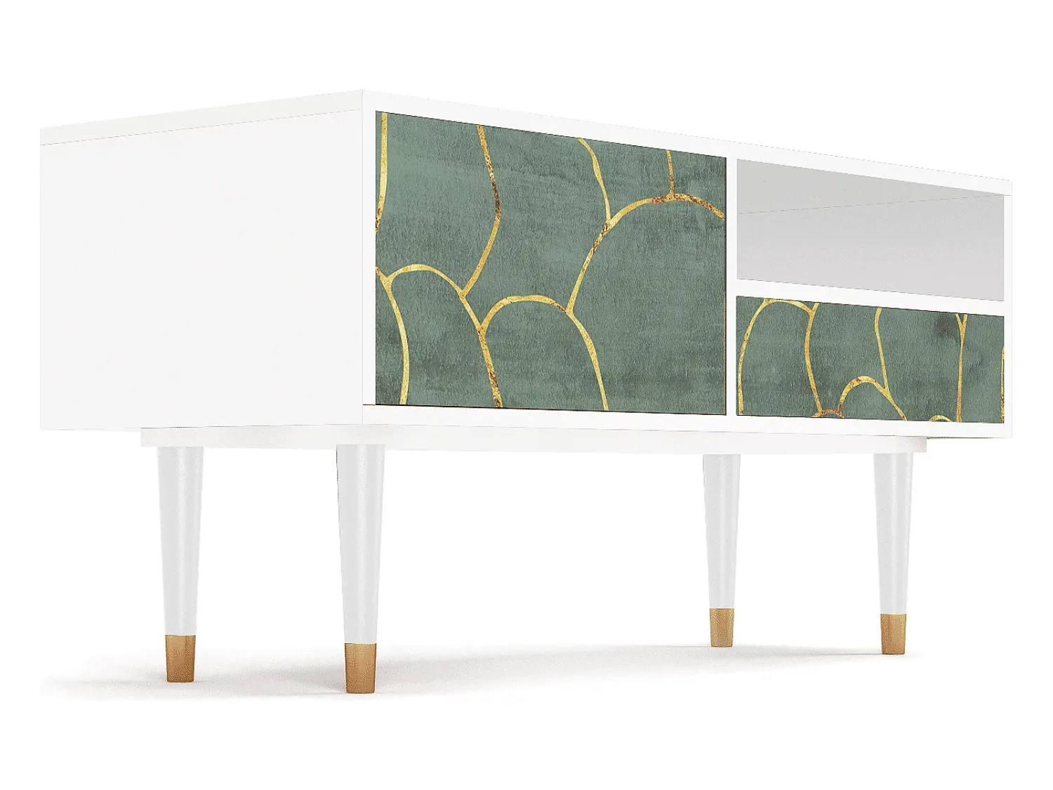 Clearance Mueble de TV - 115х59х48 cm - T3 - Magnificent Water Lily, Branco Bege