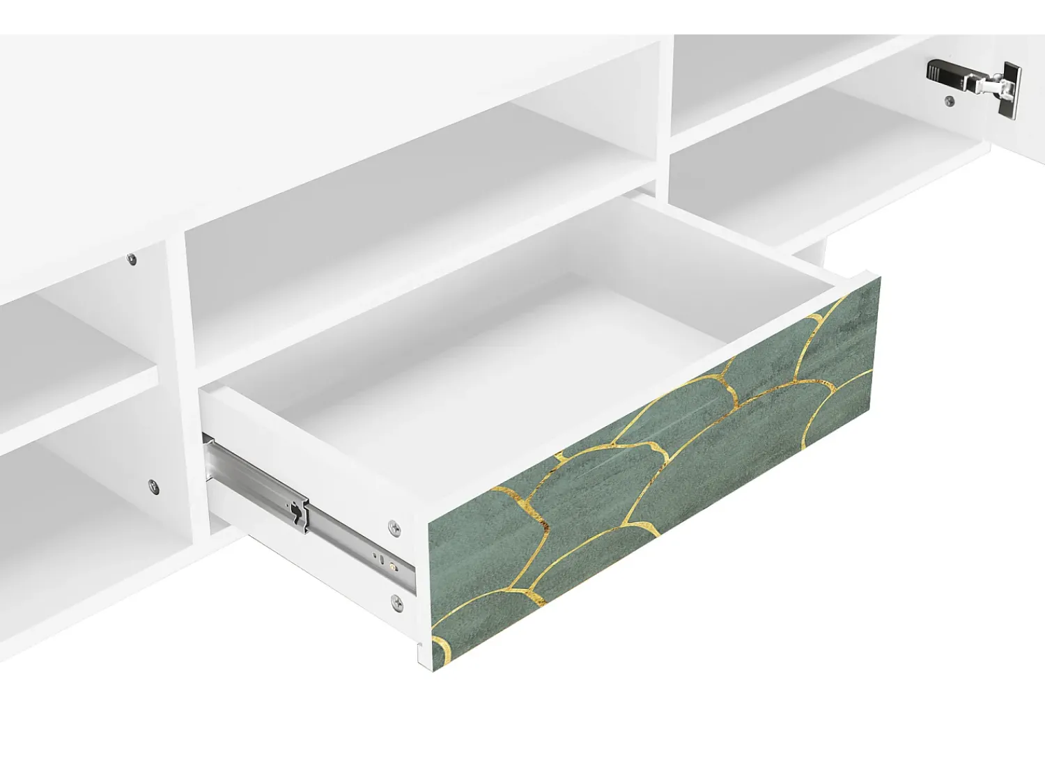 Móvel De Tv| Mueble de TV - 170х59х41 cm - T6 - Magnificent Water Lily, Branco Bege