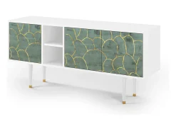 Mueble de TV - 150х69х41 cm - T5 - Magnificent Water Lily, Branco^ Móvel De Tv