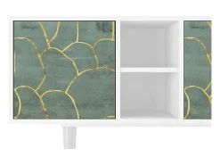 Mueble de TV - 150х69х41 cm - T5 - Magnificent Water Lily, Branco^ Móvel De Tv