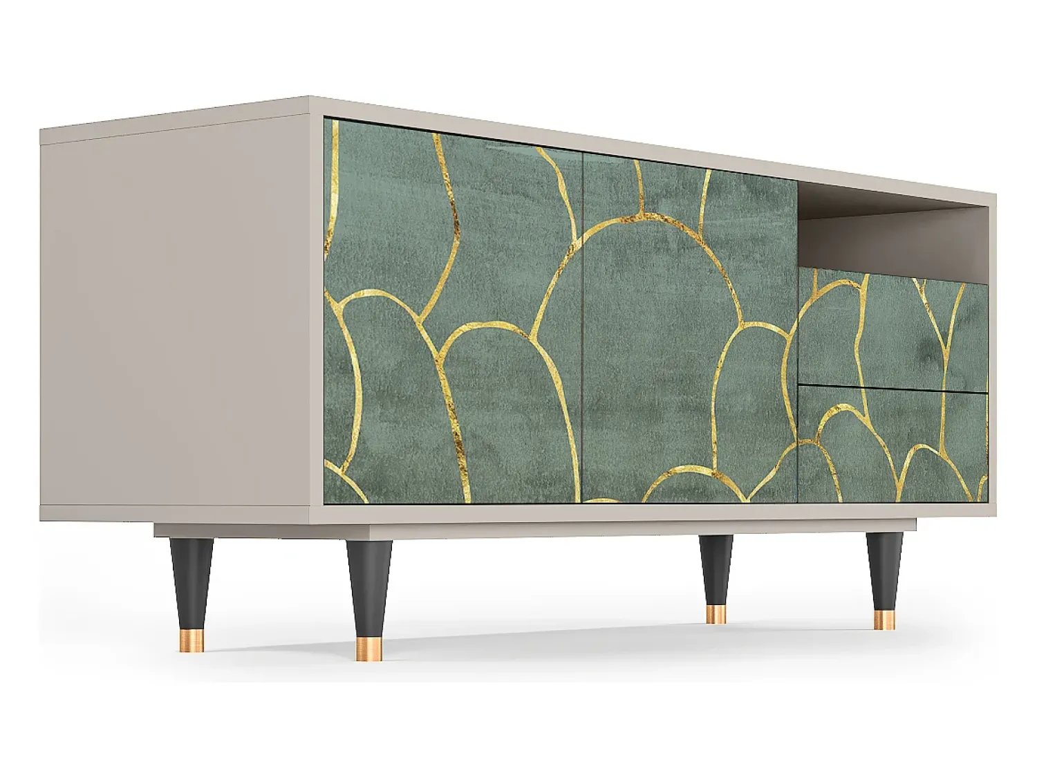 Móvel De Tv| Mueble de TV - 125х56х41 cm - T7 - Magnificent Water Lily, Areia Bege