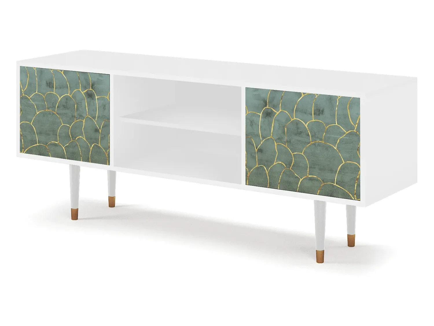 New Mueble de TV - 170х69х48 cm - T2 - Magnificent Water Lily, Branco Bege