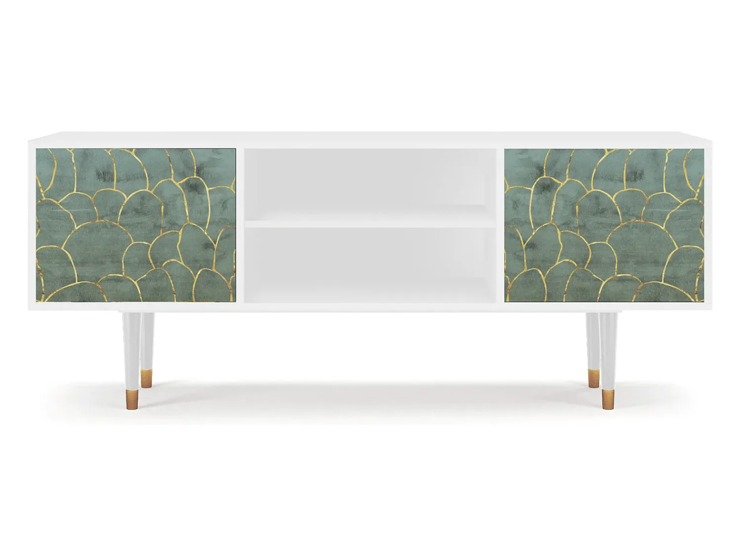 New Mueble de TV - 170х69х48 cm - T2 - Magnificent Water Lily, Branco Bege