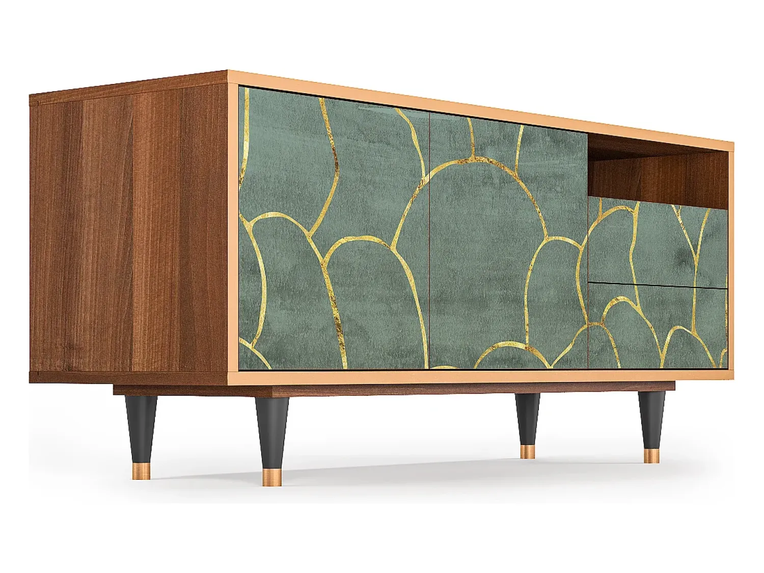 Móvel De Tv| Mueble de TV - 125х56х41 cm - T7 - Magnificent Water Lily, Nogueira Castanho