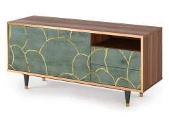 Móvel De Tv| Mueble de TV - 125х56х41 cm - T7 - Magnificent Water Lily, Nogueira Castanho