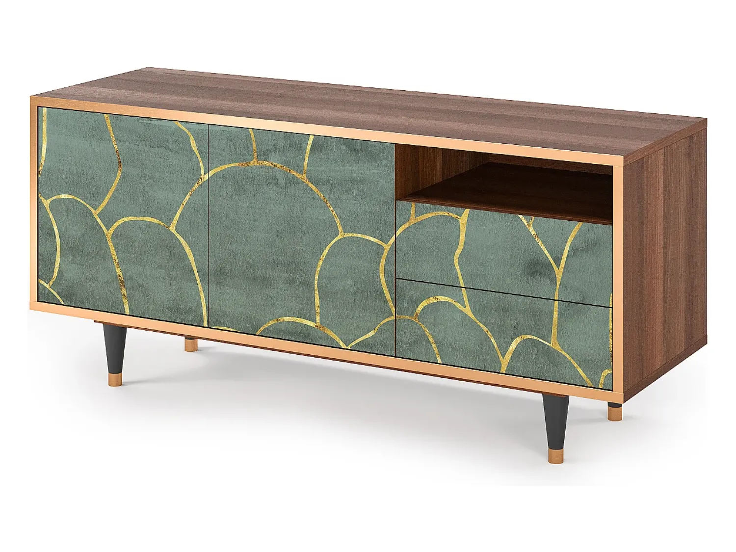 Móvel De Tv| Mueble de TV - 125х56х41 cm - T7 - Magnificent Water Lily, Nogueira Castanho