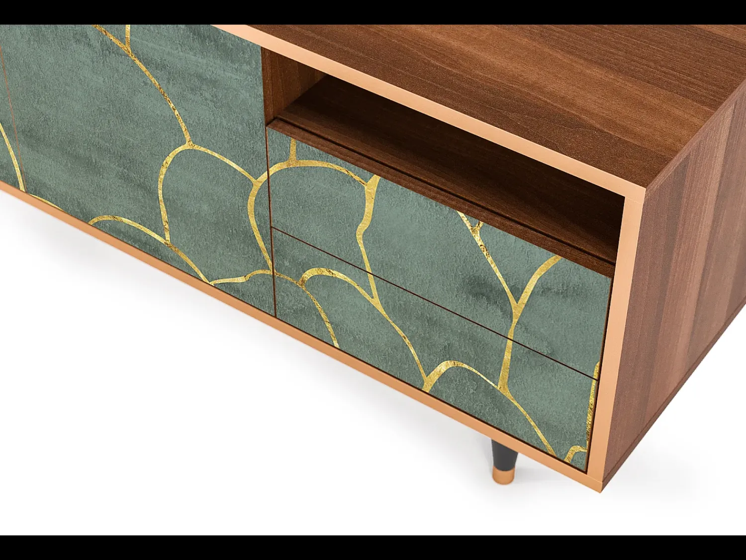 Móvel De Tv| Mueble de TV - 125х56х41 cm - T7 - Magnificent Water Lily, Nogueira Castanho