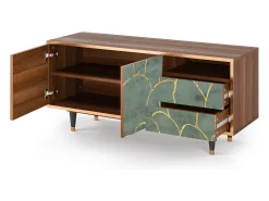Móvel De Tv| Mueble de TV - 125х56х41 cm - T7 - Magnificent Water Lily, Nogueira Castanho