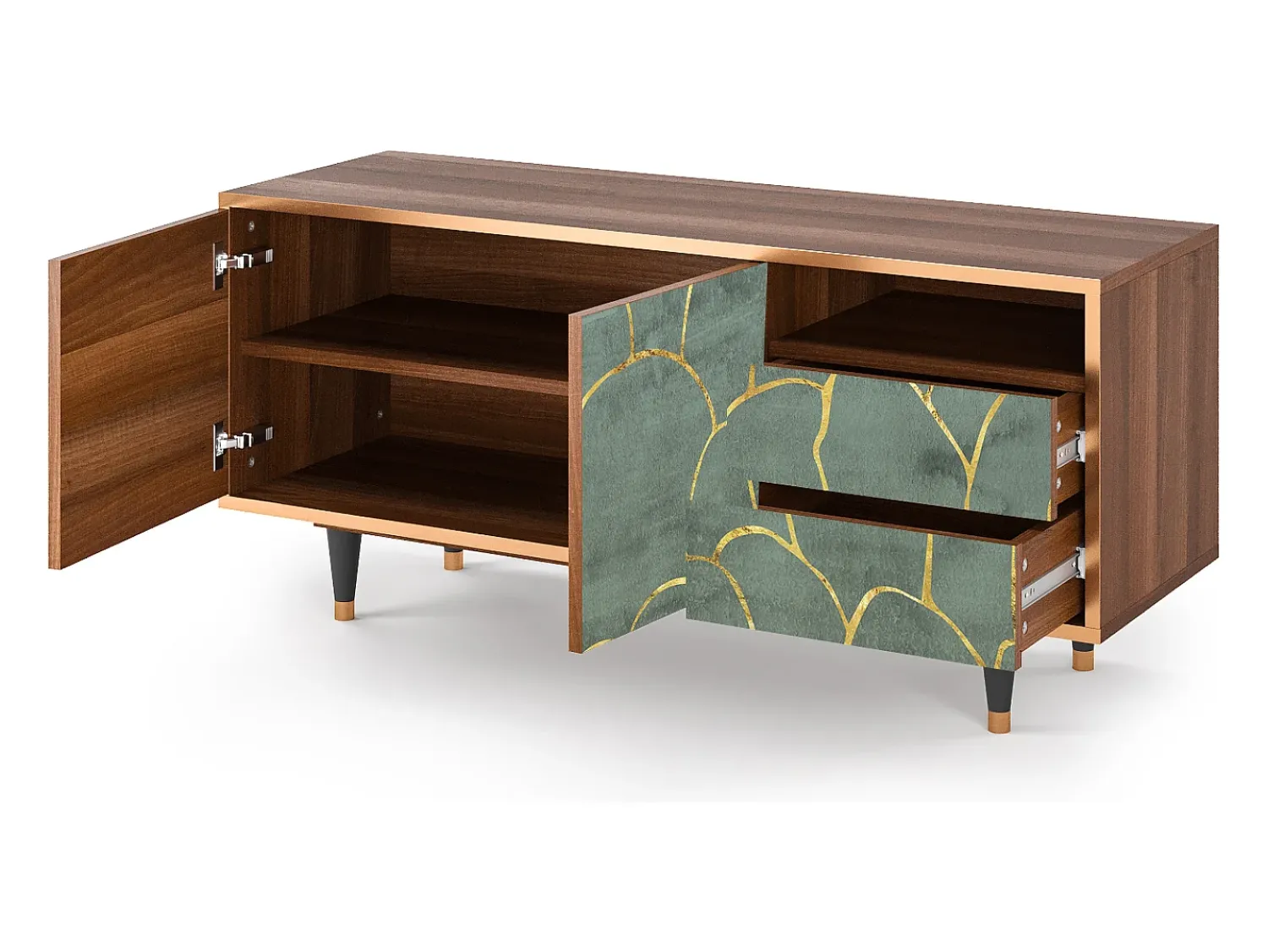 Móvel De Tv| Mueble de TV - 125х56х41 cm - T7 - Magnificent Water Lily, Nogueira Castanho