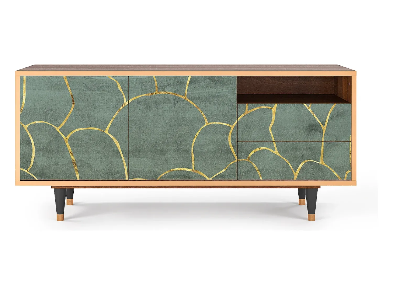 Móvel De Tv| Mueble de TV - 125х56х41 cm - T7 - Magnificent Water Lily, Nogueira Castanho