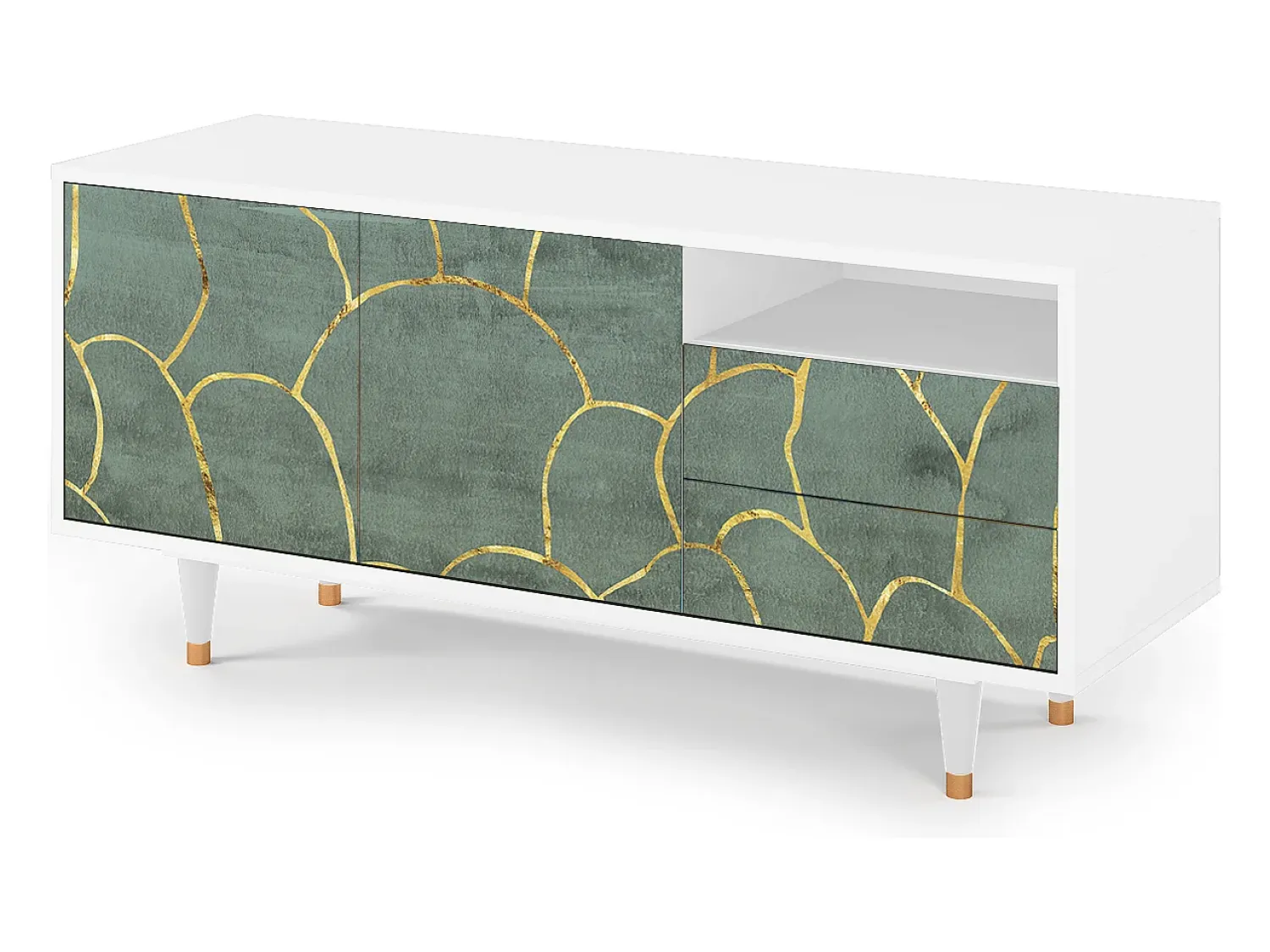 Móvel De Tv| Mueble de TV - 125х56х41 cm - T7 - Magnificent Water Lily, Branco Bege
