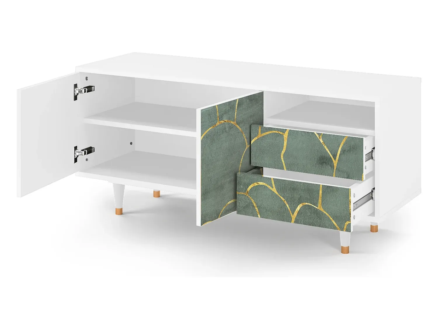 Móvel De Tv| Mueble de TV - 125х56х41 cm - T7 - Magnificent Water Lily, Branco Bege
