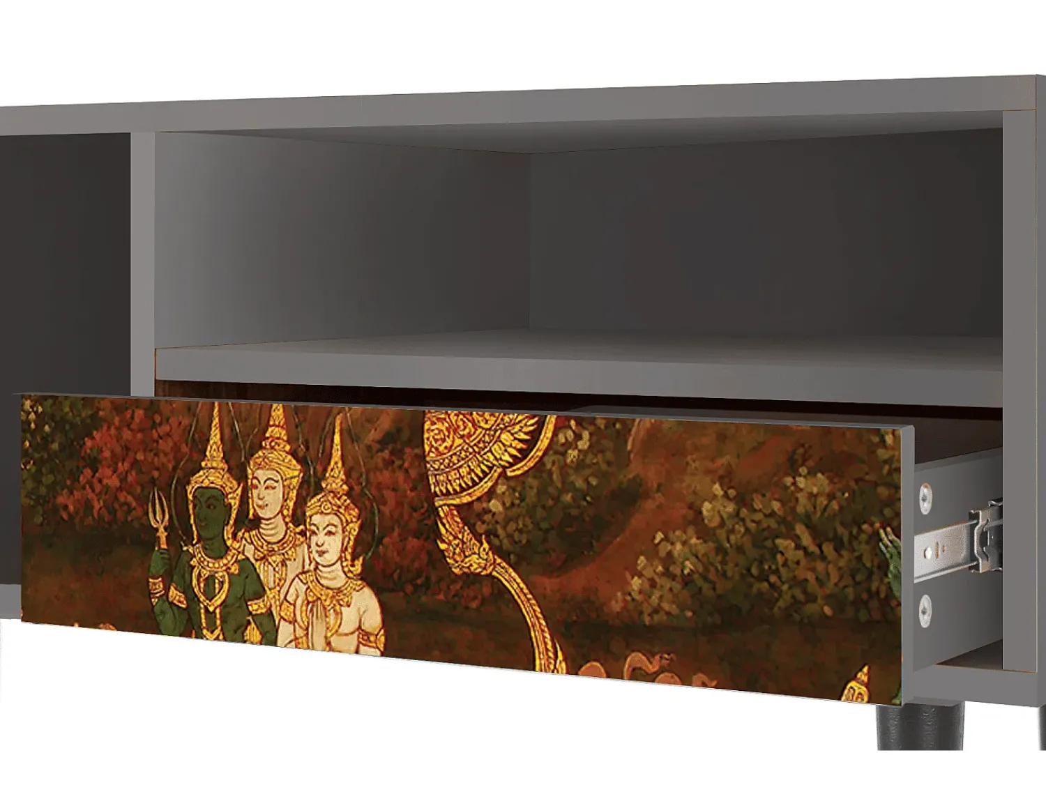Móvel De Tv| Mueble de TV - 115х59х48 cm - T3 - Malyavan, Cinza Cinzento