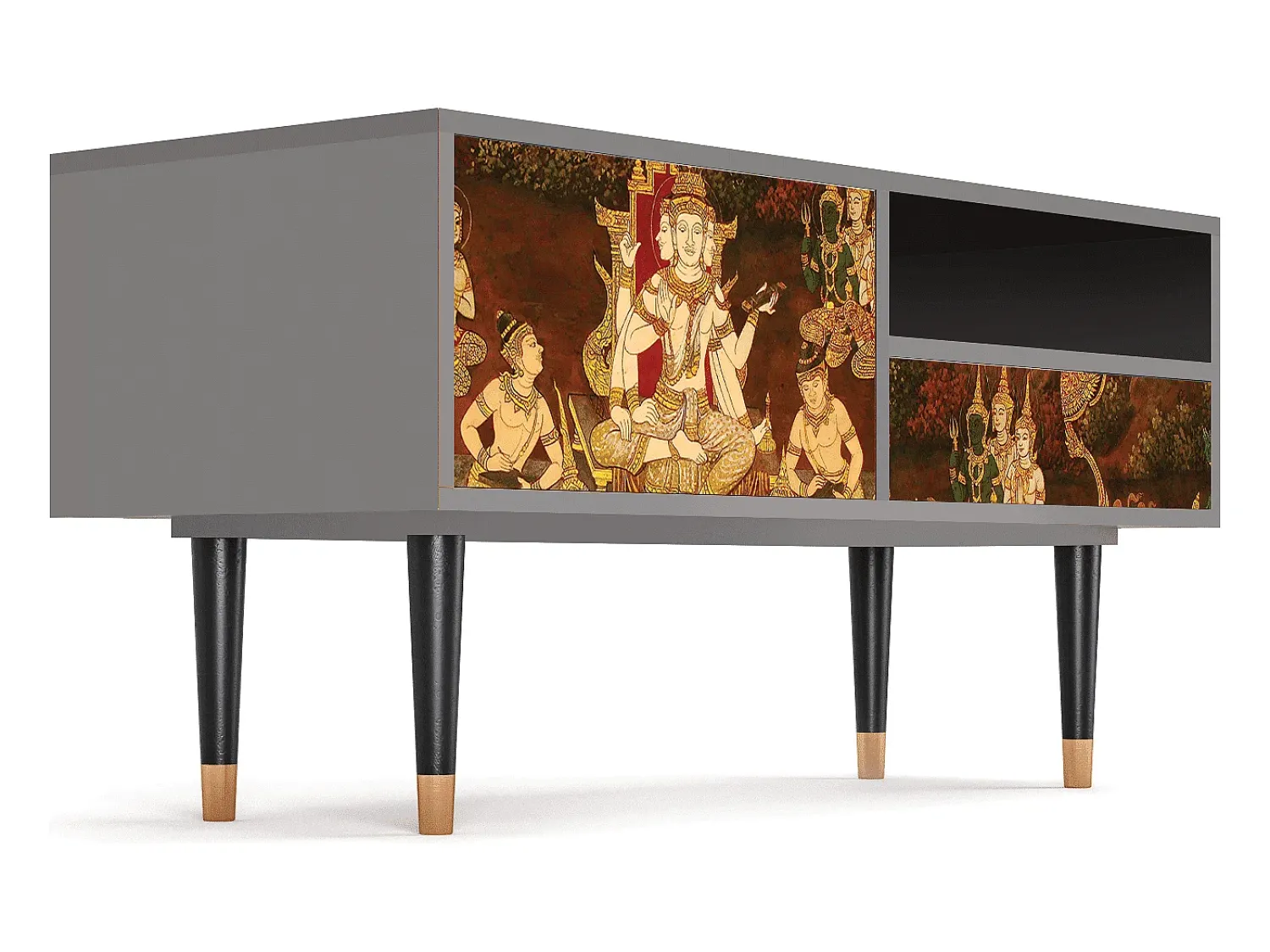 Móvel De Tv| Mueble de TV - 115х59х48 cm - T3 - Malyavan, Cinza Cinzento