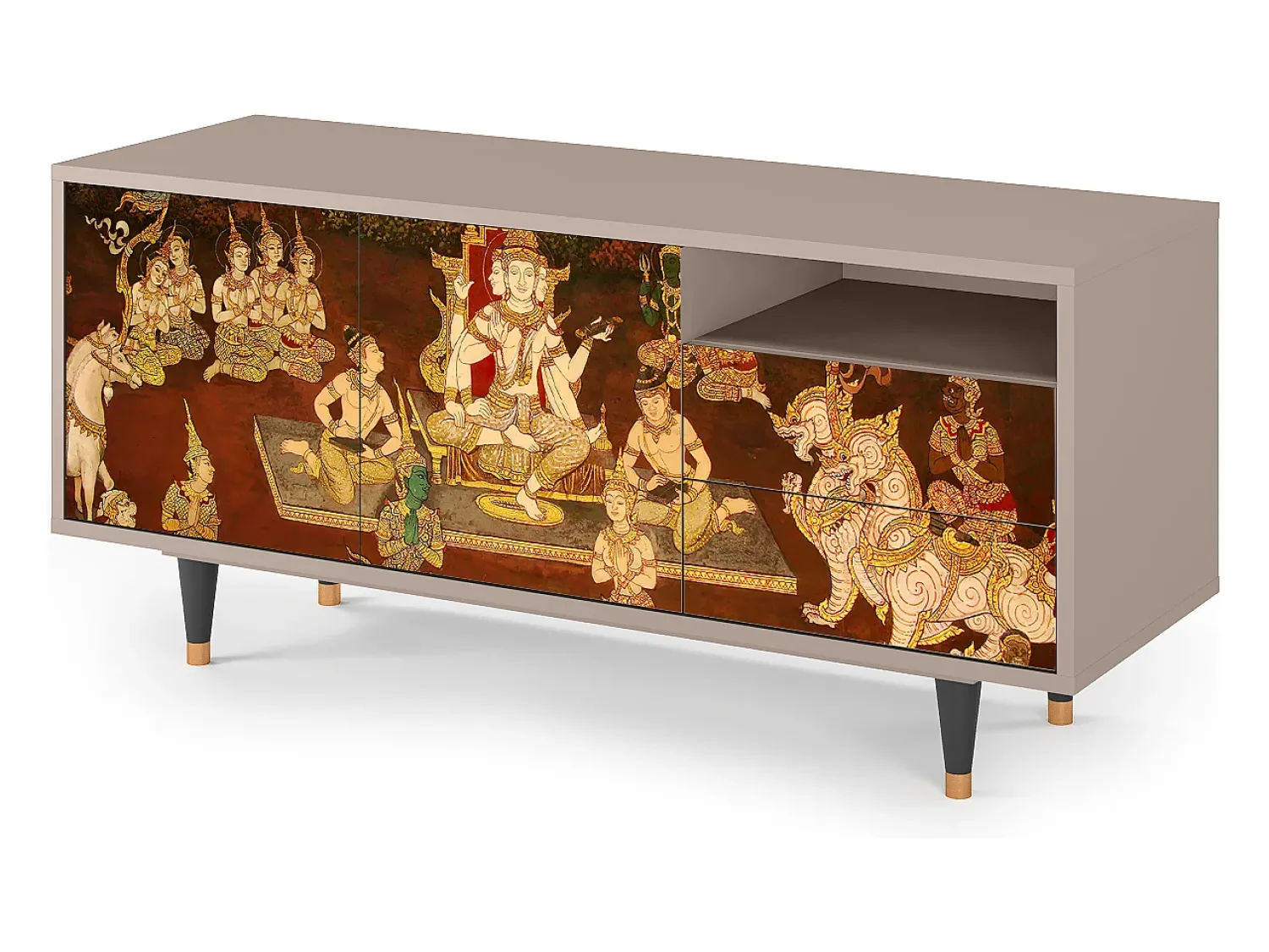 Móvel De Tv* Mueble de TV - 125х56х41 cm - T7 - Malyavan, Latte Bege