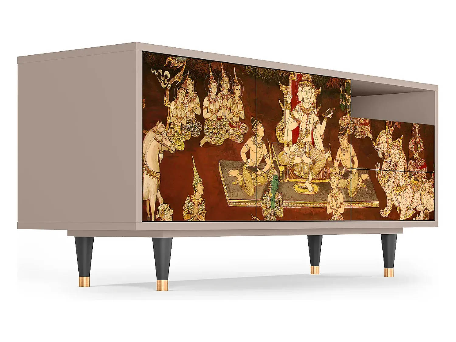 Móvel De Tv* Mueble de TV - 125х56х41 cm - T7 - Malyavan, Latte Bege