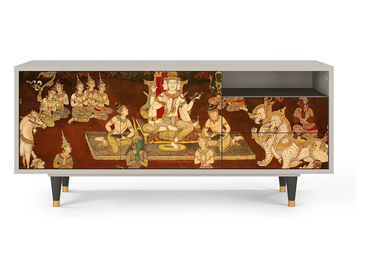 Móvel De Tv* Mueble de TV - 125х56х41 cm - T7 - Malyavan, Areia Bege